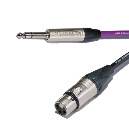 Balanced 1/4" Straight Jack to 3 Pin Female XLR lead Van Damme cable