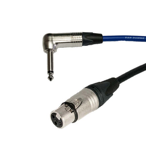 Neutrik XLR Female to NP2RX 1/4" R/A Jack Connector TS Unbalanced Van Damme cables