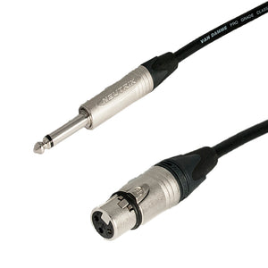 Neutrik XLR Female to NP2X 1/4" Str Jack Connector TS Unbalanced Van Damme cables